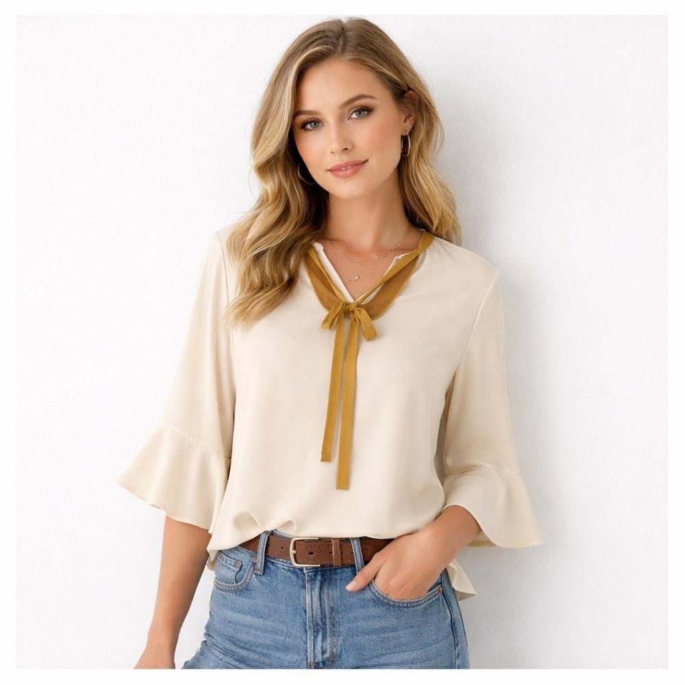 [Maeve] Ribbon Ruffle Shirt